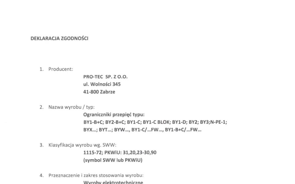 Deklaracja zgodności CE 2018 — podgląd pierwszej strony