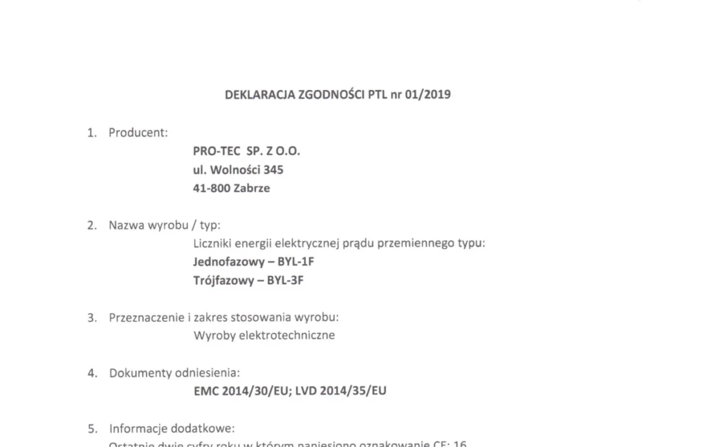 Deklaracja PDL — liczniki MID — podgląd pierwszej strony